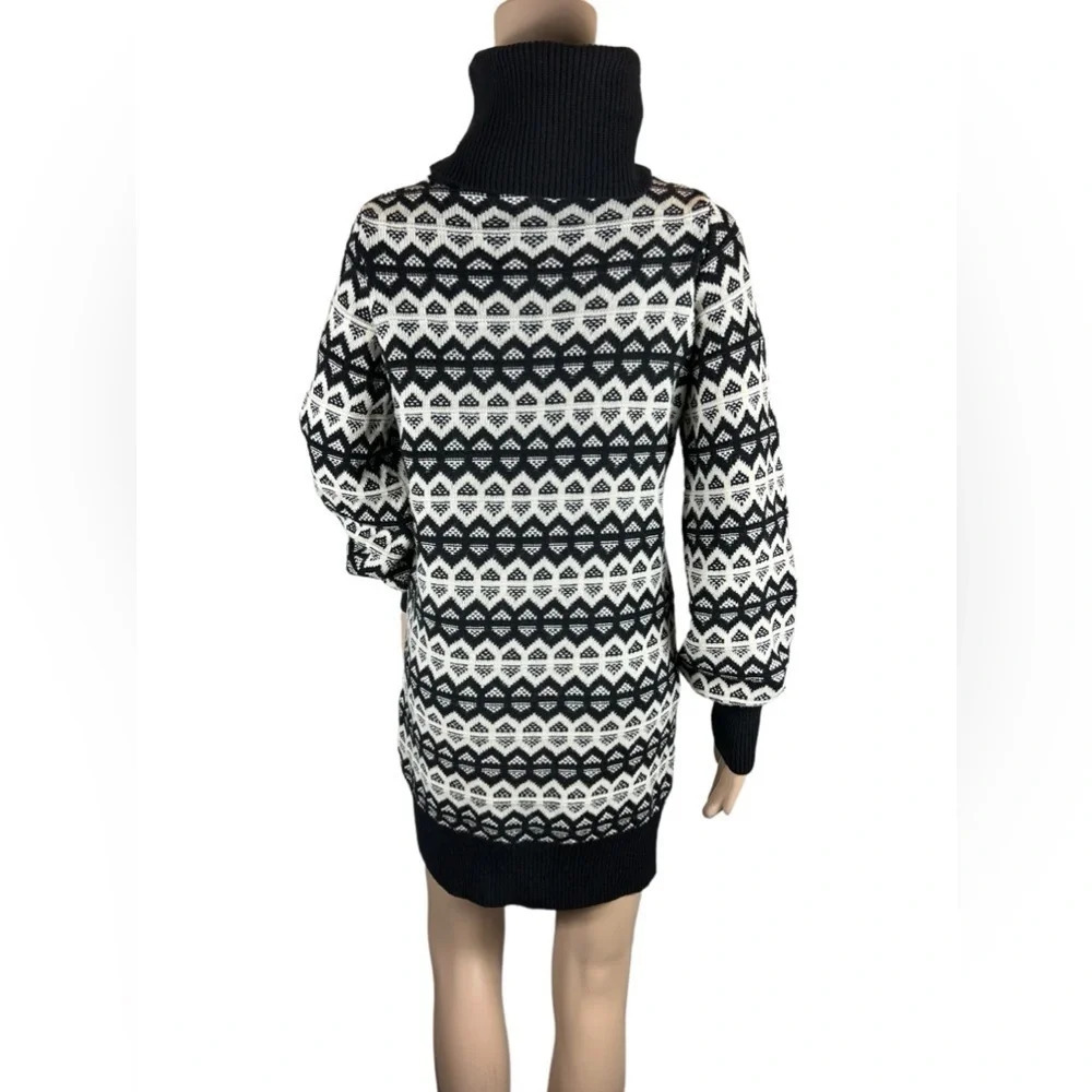 See by Chloe Womens Geometric Print Turtleneck Sweater Mini Dress Wool Size 4 - Picture 4 of 13